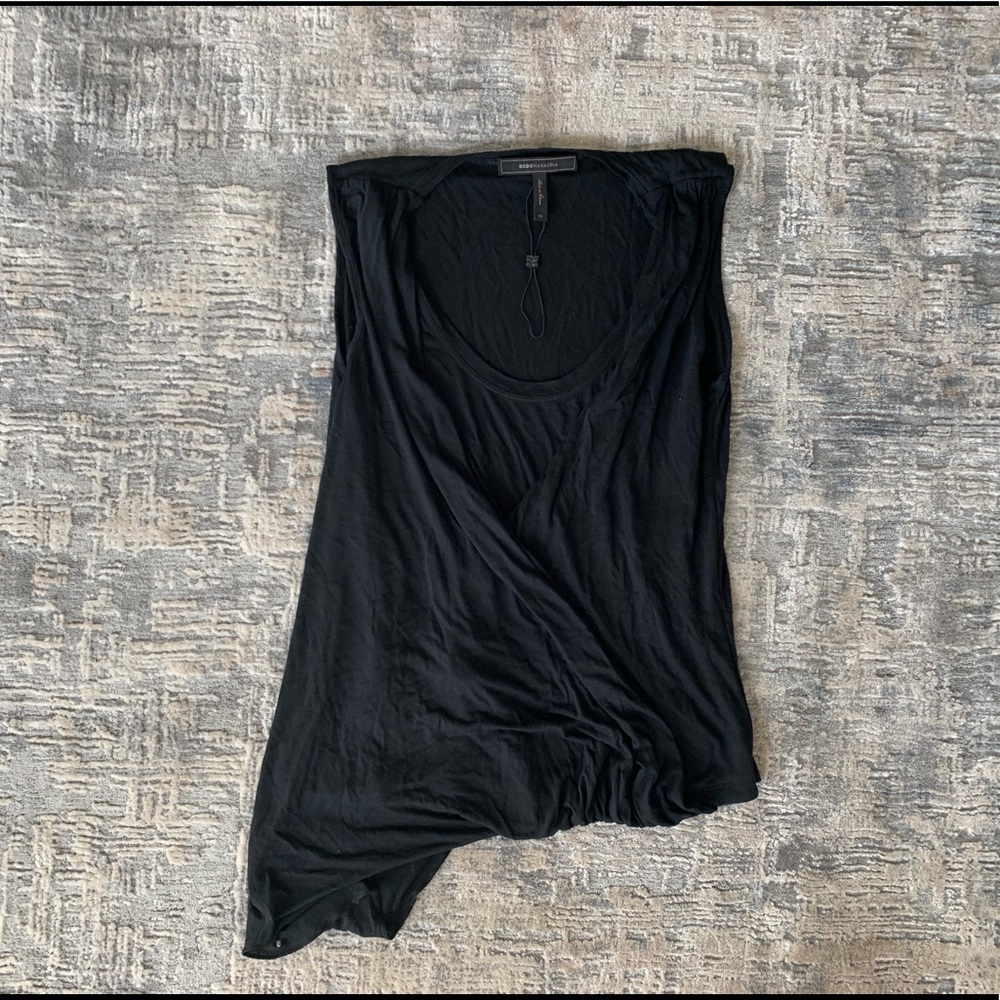 Bcbg asymmetrical black tank